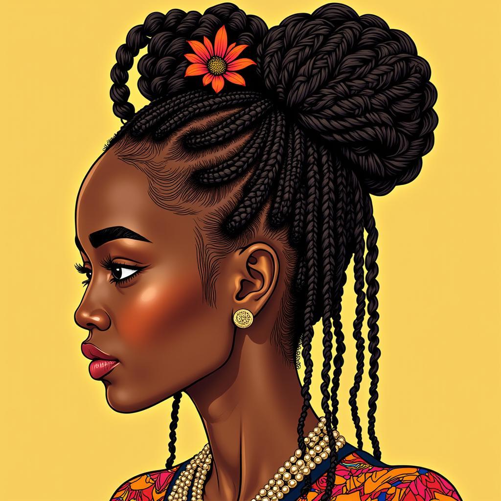 Woman with intricate braided hairstyle