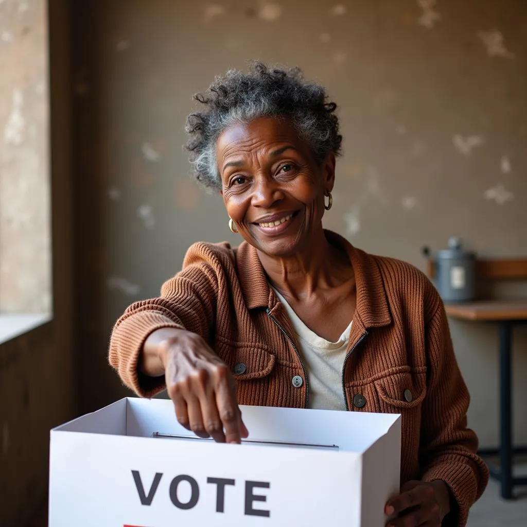 African woman casting her vote