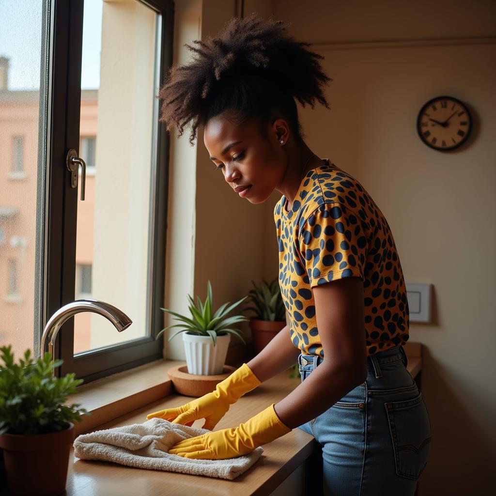 Domestic Worker in a Modern African Home