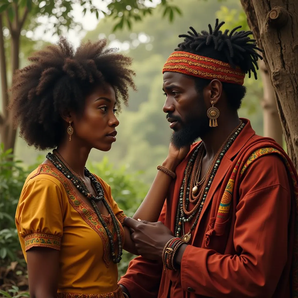 African Woman Consulting a Healer