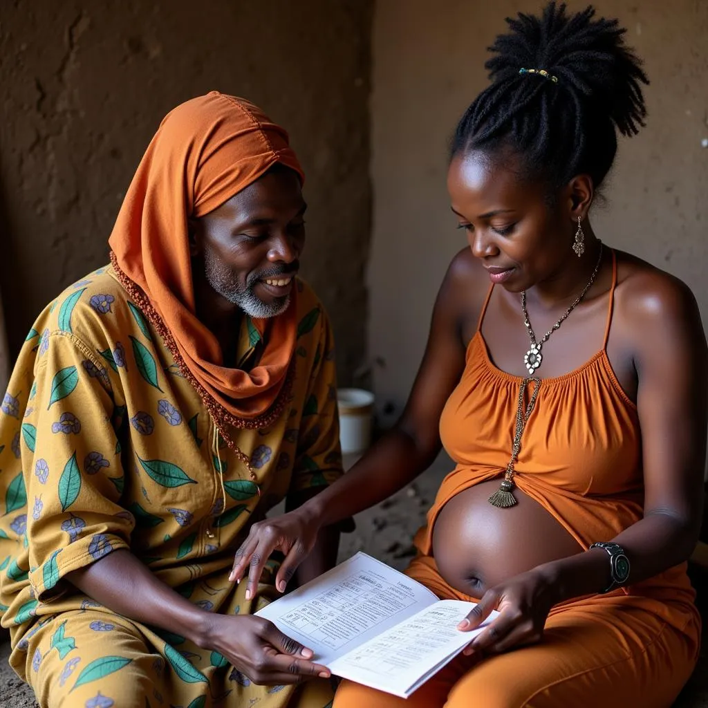 African Woman Consulting Village Elder