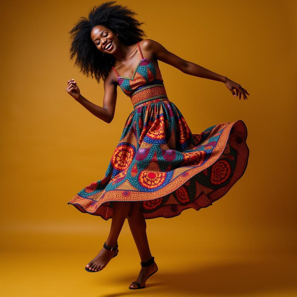 African Woman Dancing in Celebration