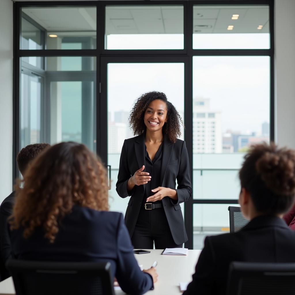 African Woman Entrepreneur Leading a Meeting