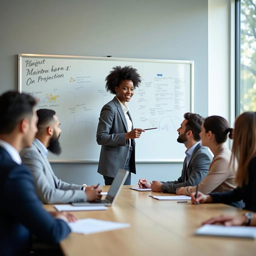 African Woman Leading a Business Meeting