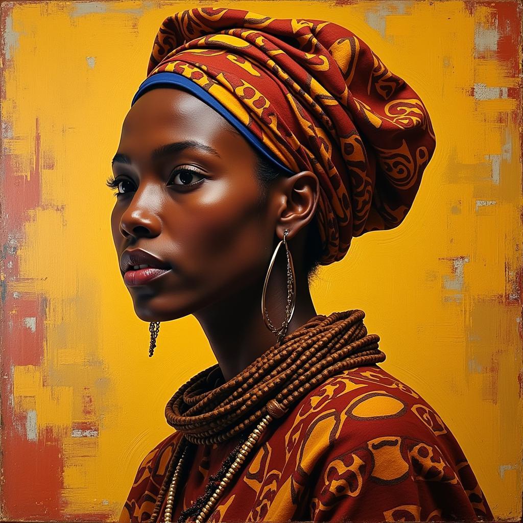 Portrait of an African Woman on Canvas