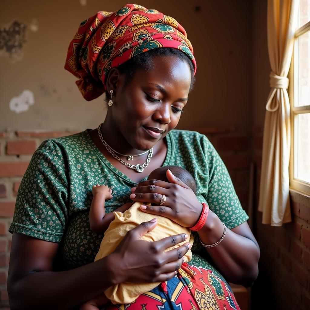 African Woman Receiving Postpartum Care