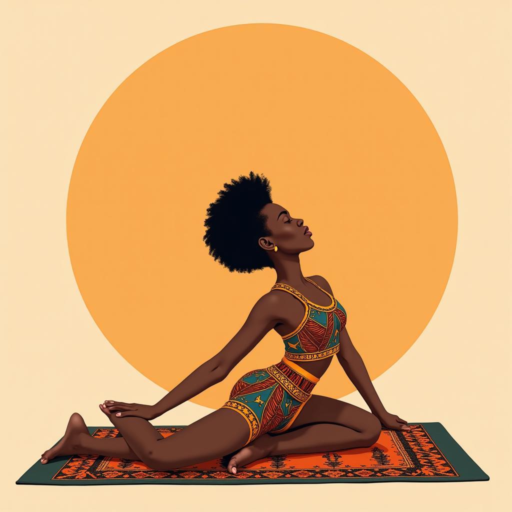 African Woman in Seated Forward Bend Yoga Pose Vector