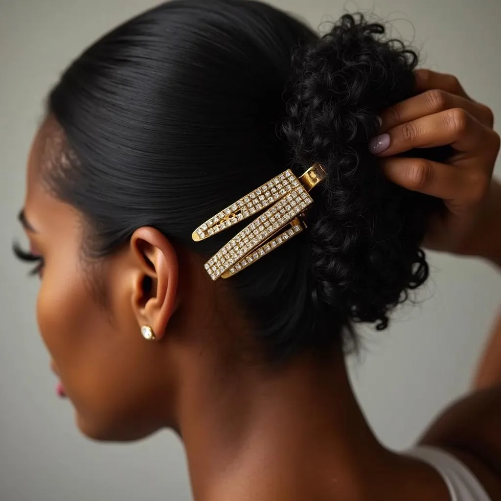 African Woman Styling with Clips