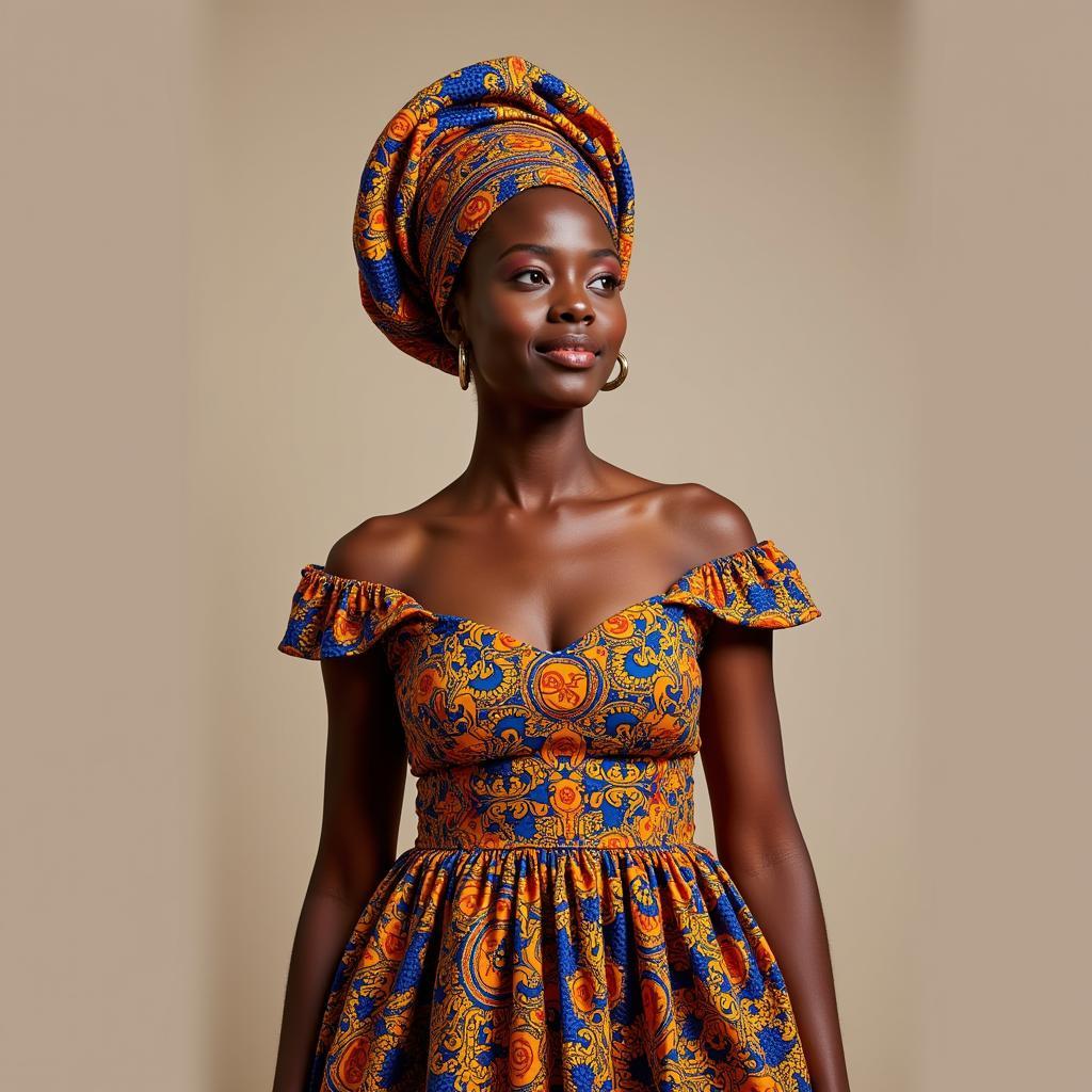 African Woman in Vibrant Traditional Clothing