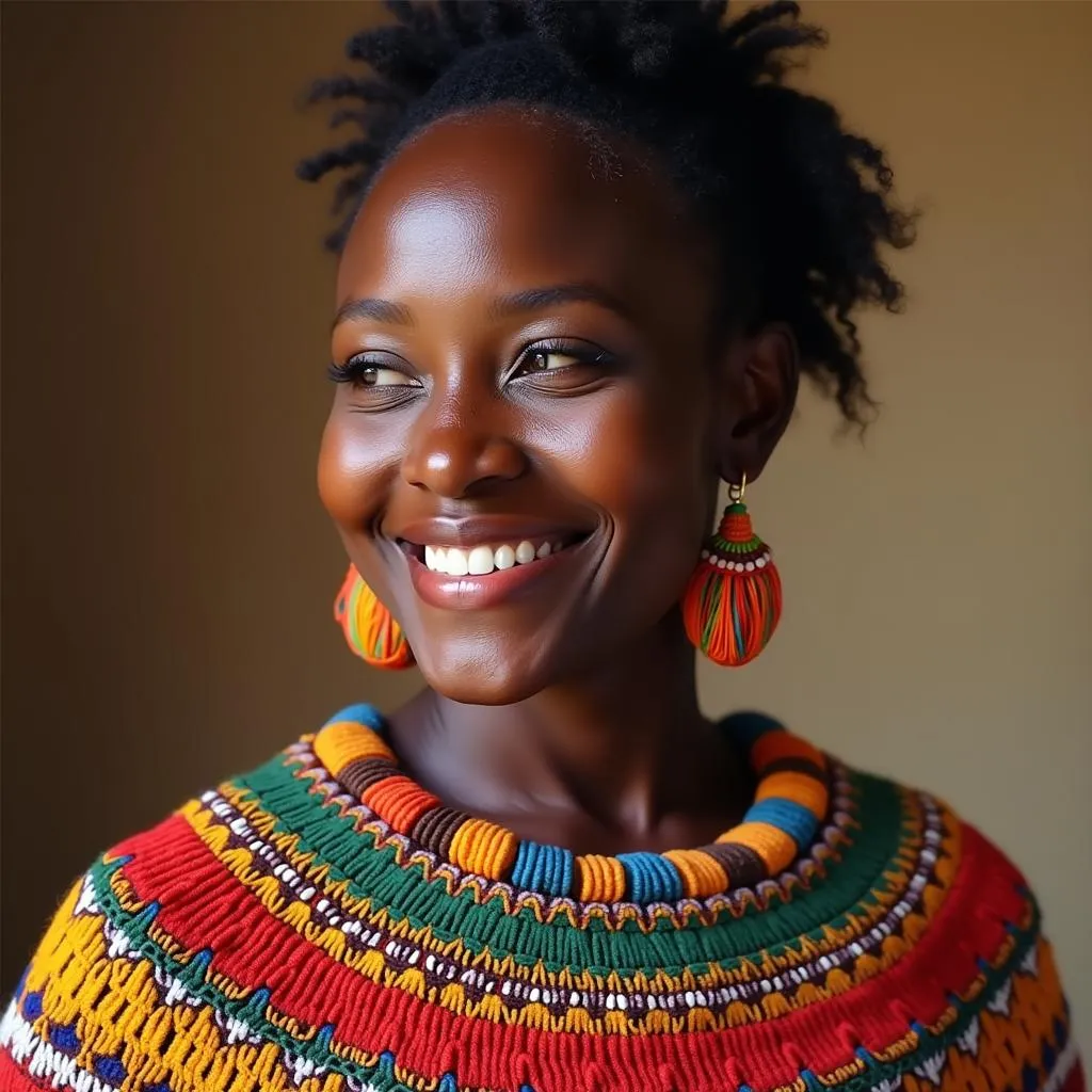 African Woman Wearing Traditional Knitwear