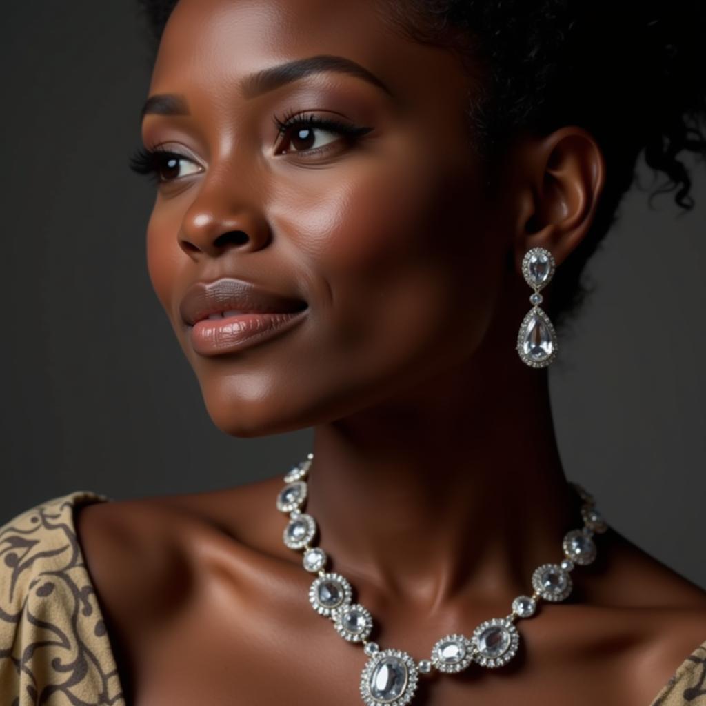 African Woman Wearing Diamond Jewelry