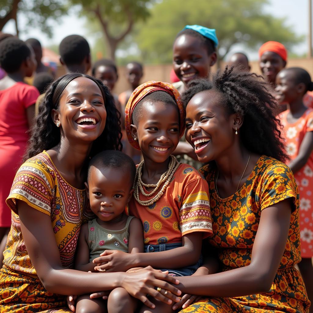 African Women and Children Sharing a Moment of Joy