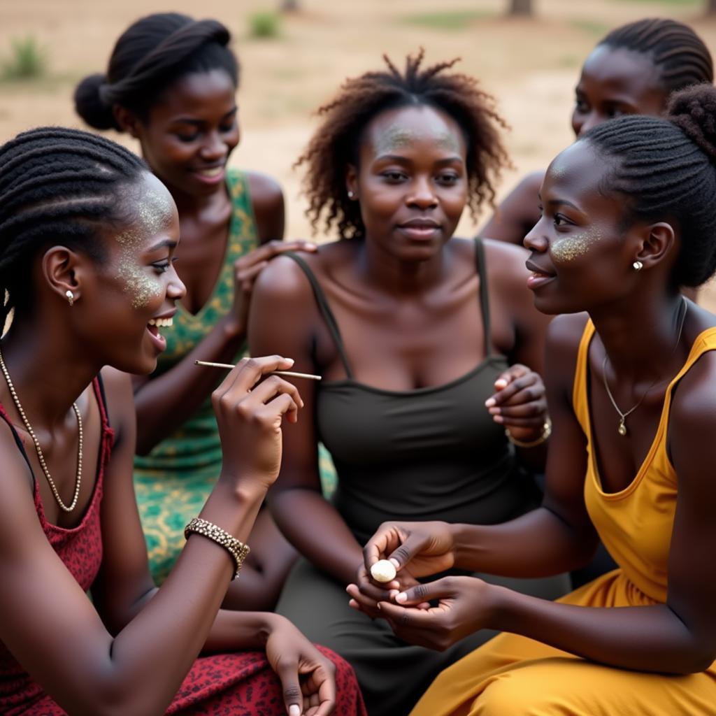 African Women Applying Face Paint