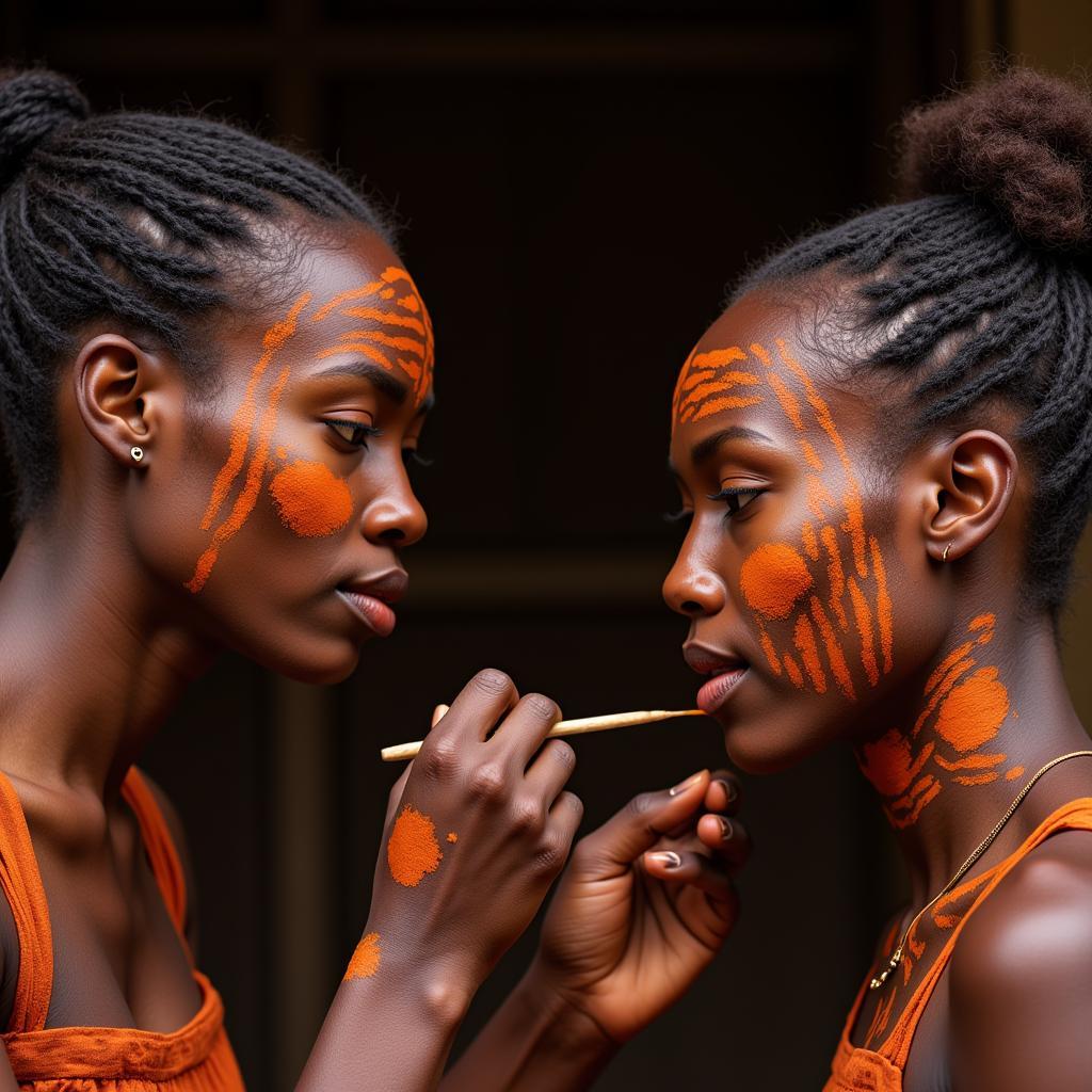 Women Applying Natural Body Paint