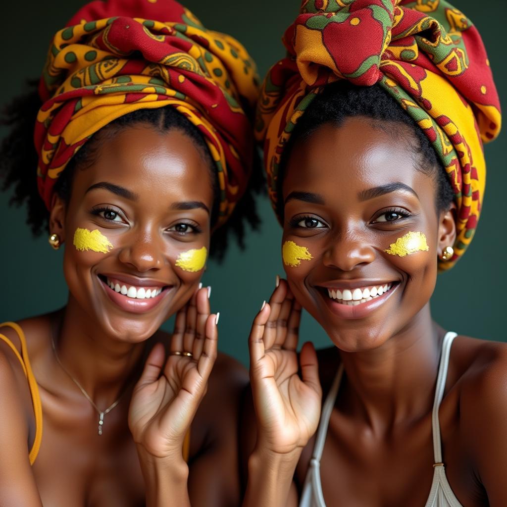 African Women Applying Natural Hair Mask