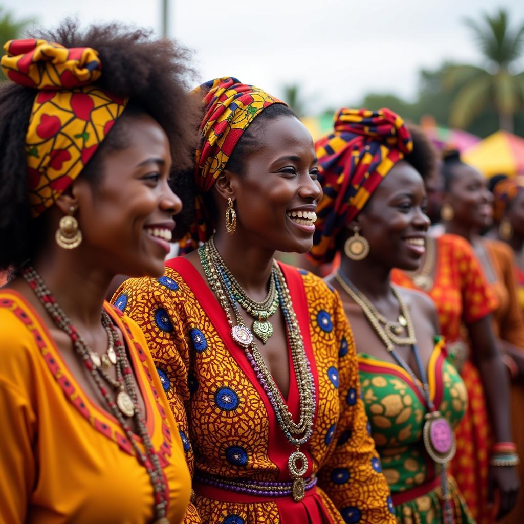 African women in traditional attire celebrating their heritage