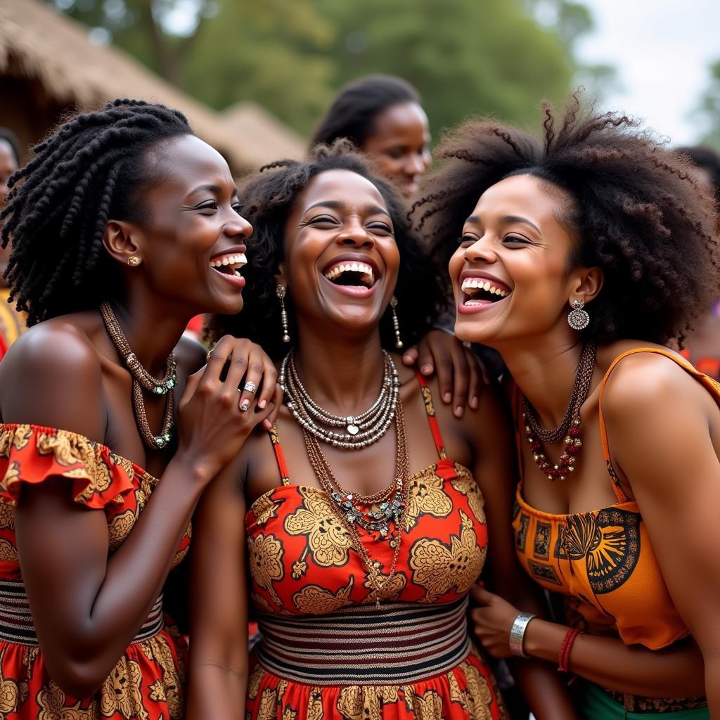 Group of African Women Celebrating Joyfully