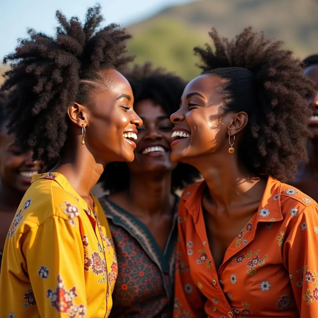 African women dancing and celebrating