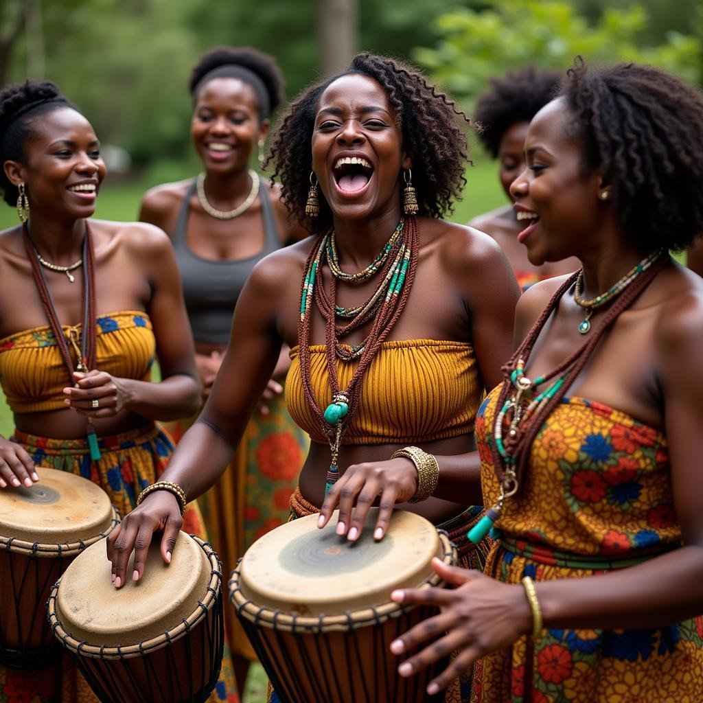 African Women Drumming and Singing