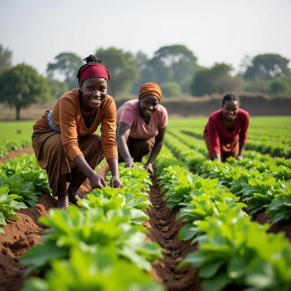 African Women Farmers Tending to Crops