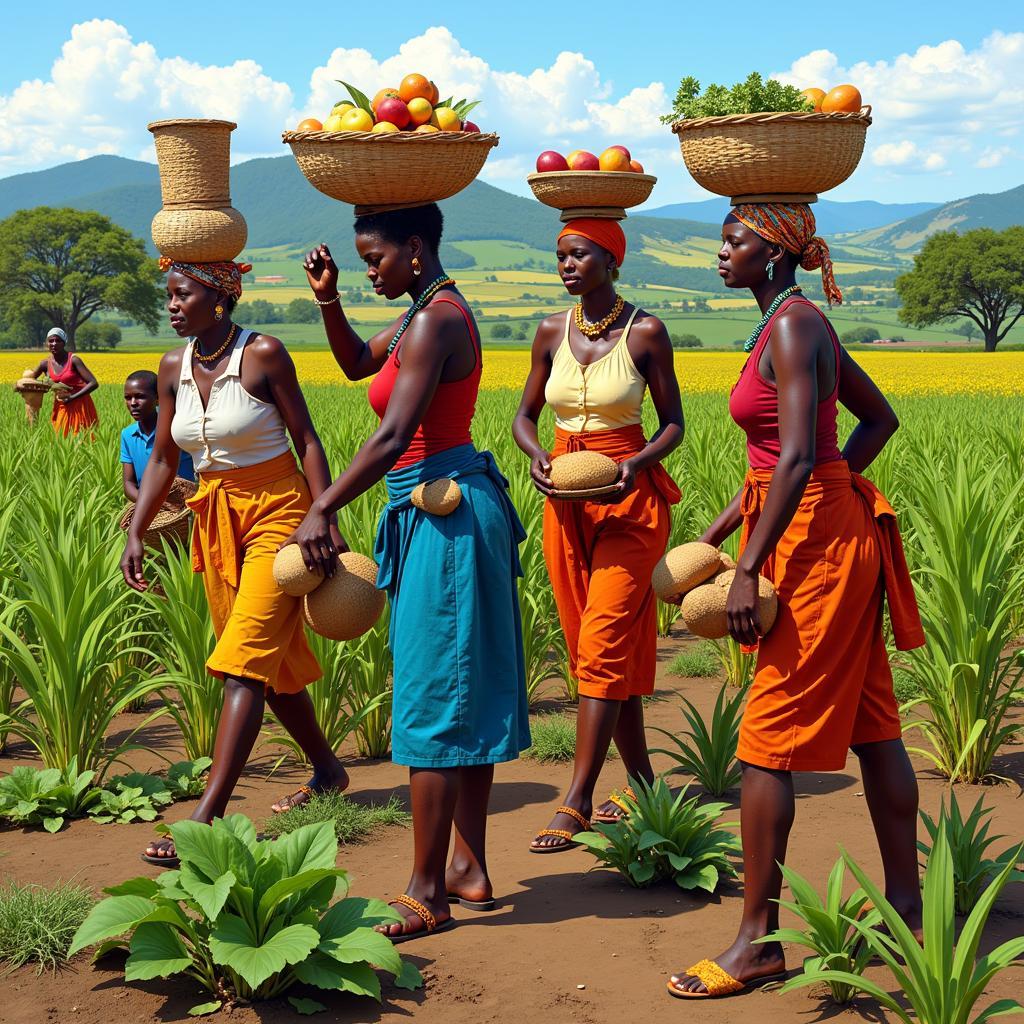 African Women Farmers Collaborating in a Field