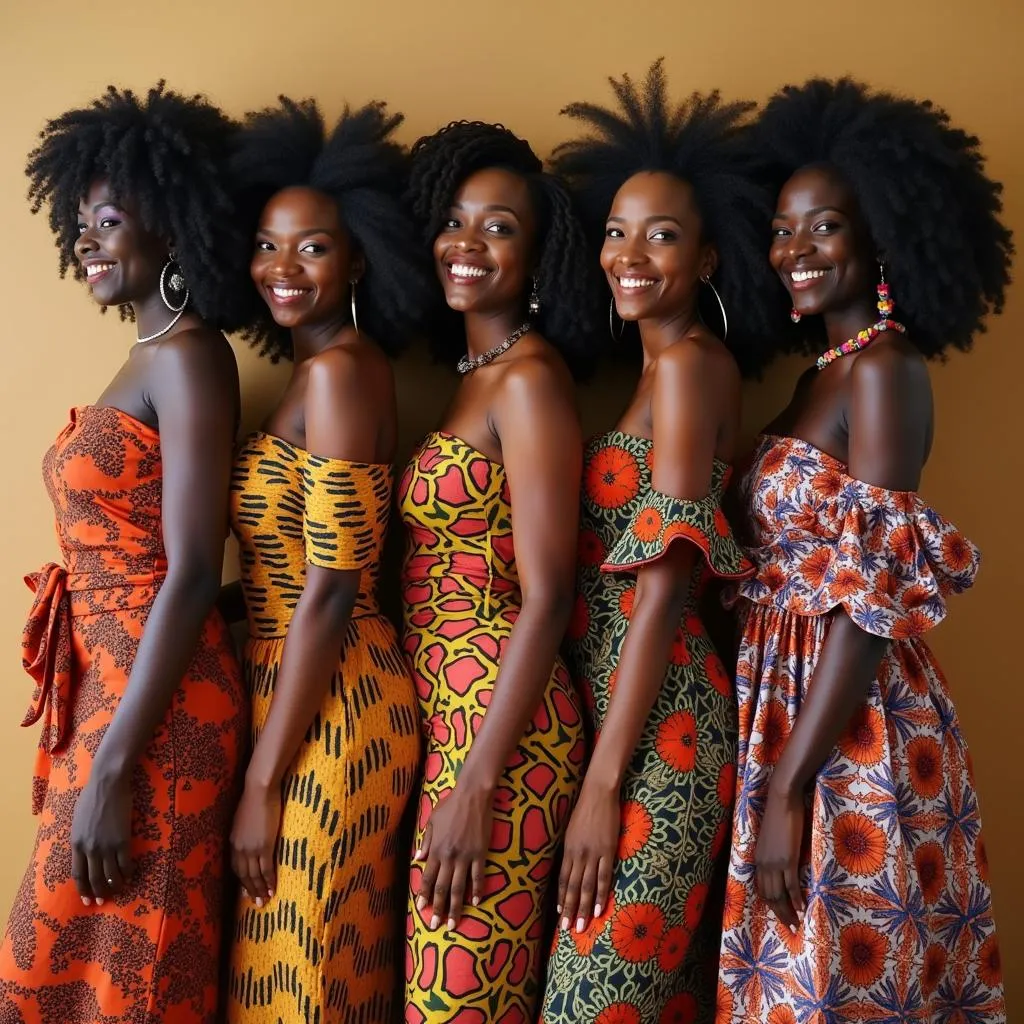 African women in colorful traditional attire