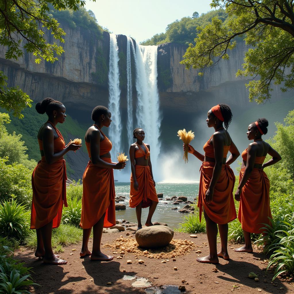 African Women Nature Harmony Spiritual Ritual