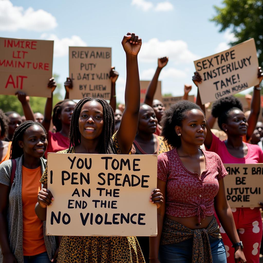 Women protesting against gender-based violence