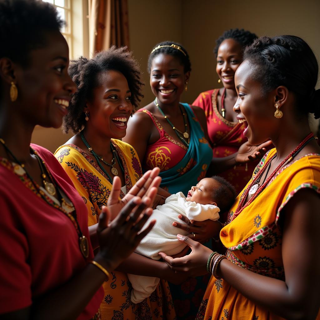 African women singing a traditional birth song