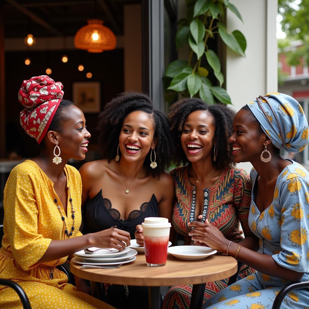 African Women Socializing in Delhi