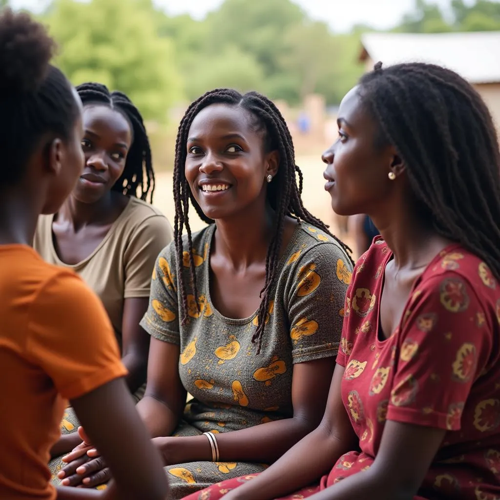 African women engaged in a community discussion