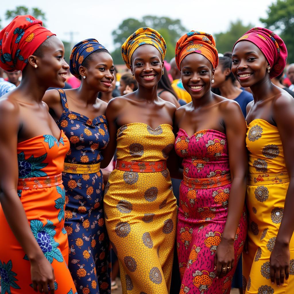 Women in Vibrant Traditional Clothing