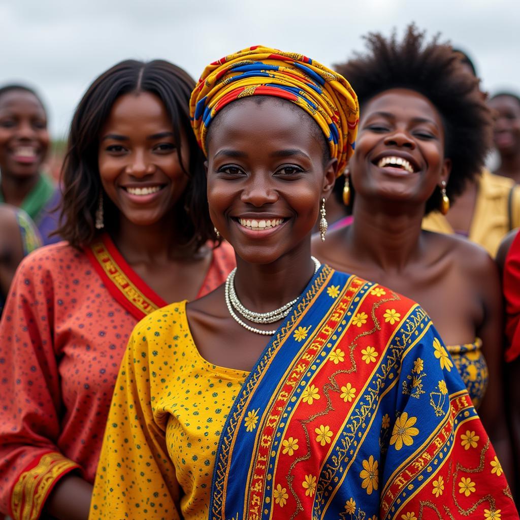 Women in vibrant traditional clothing