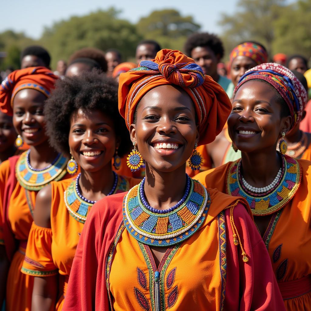 Women in Vibrant Traditional Clothing