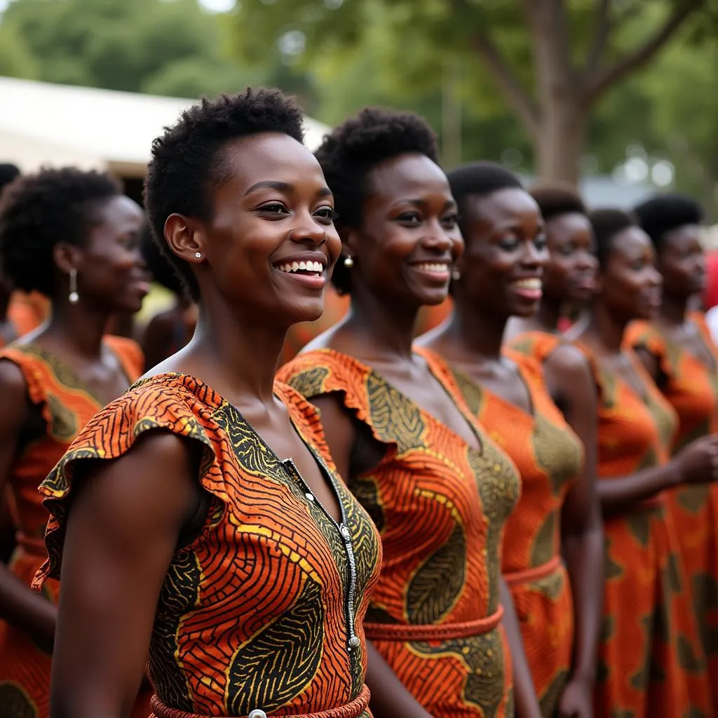 African Women in Kitenge Gowns at a Ceremony