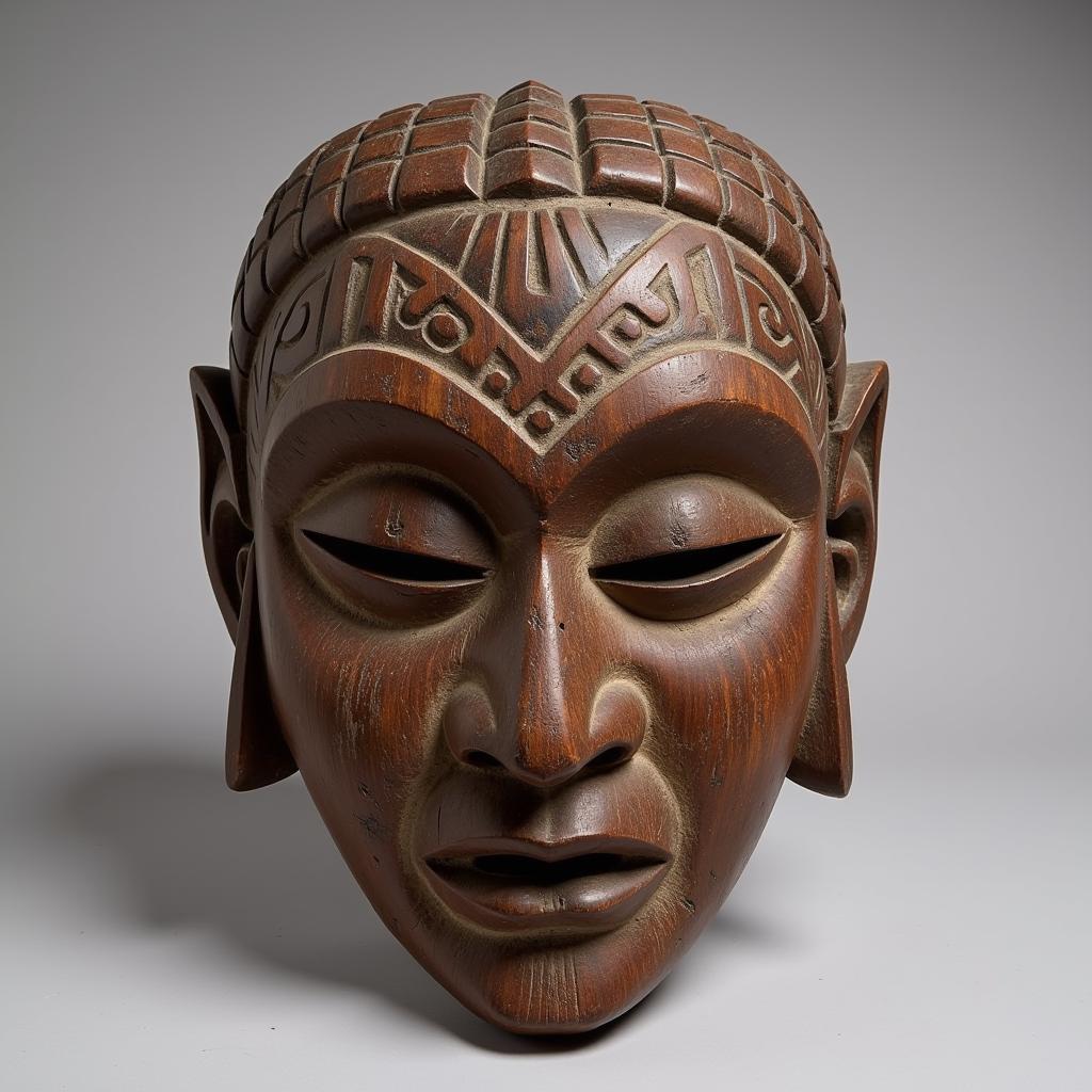 Intricately Carved African Wooden Mask