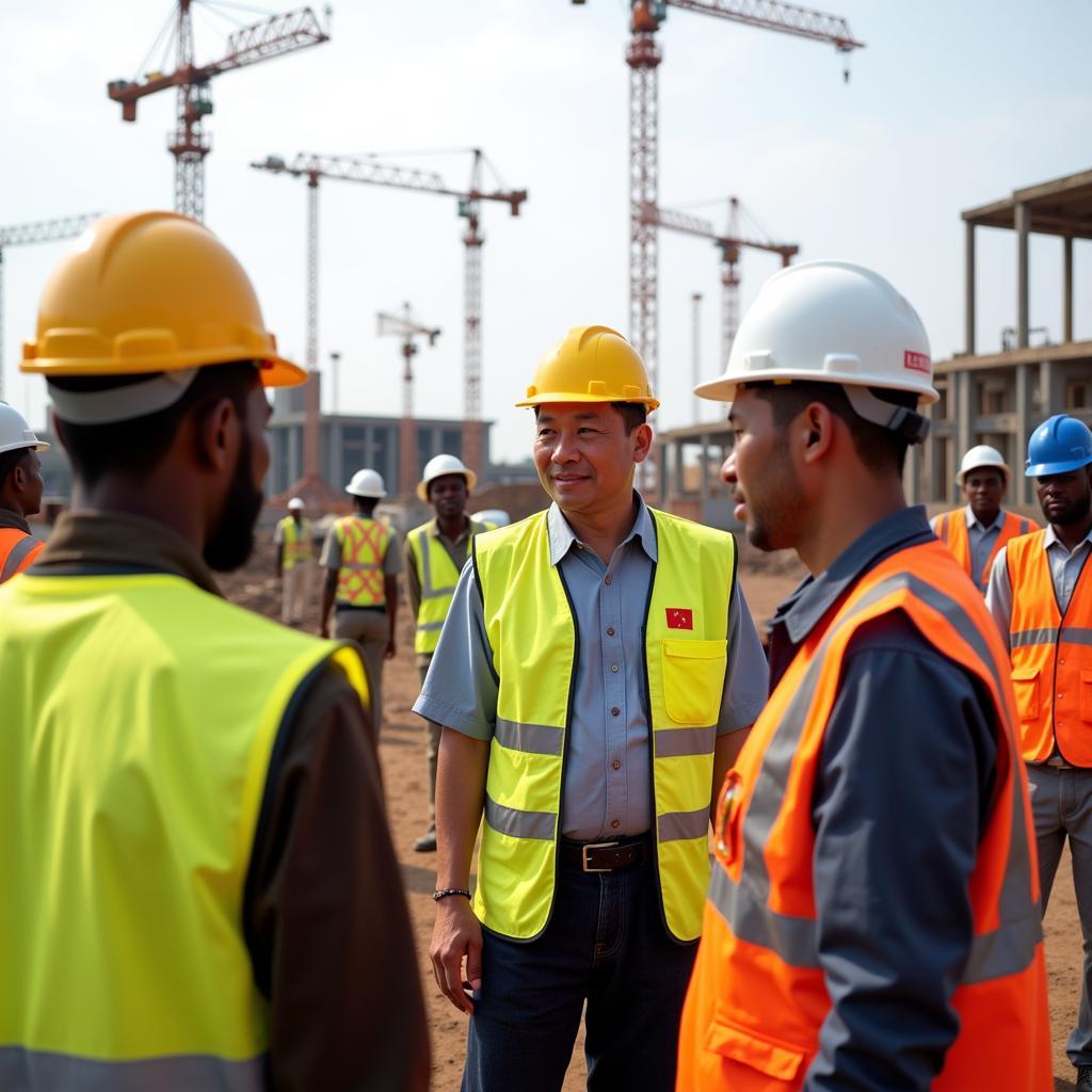 African Workers at Chinese Construction Site