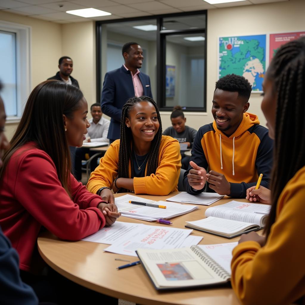 Young Africans participating in a workshop focused on civic engagement and leadership