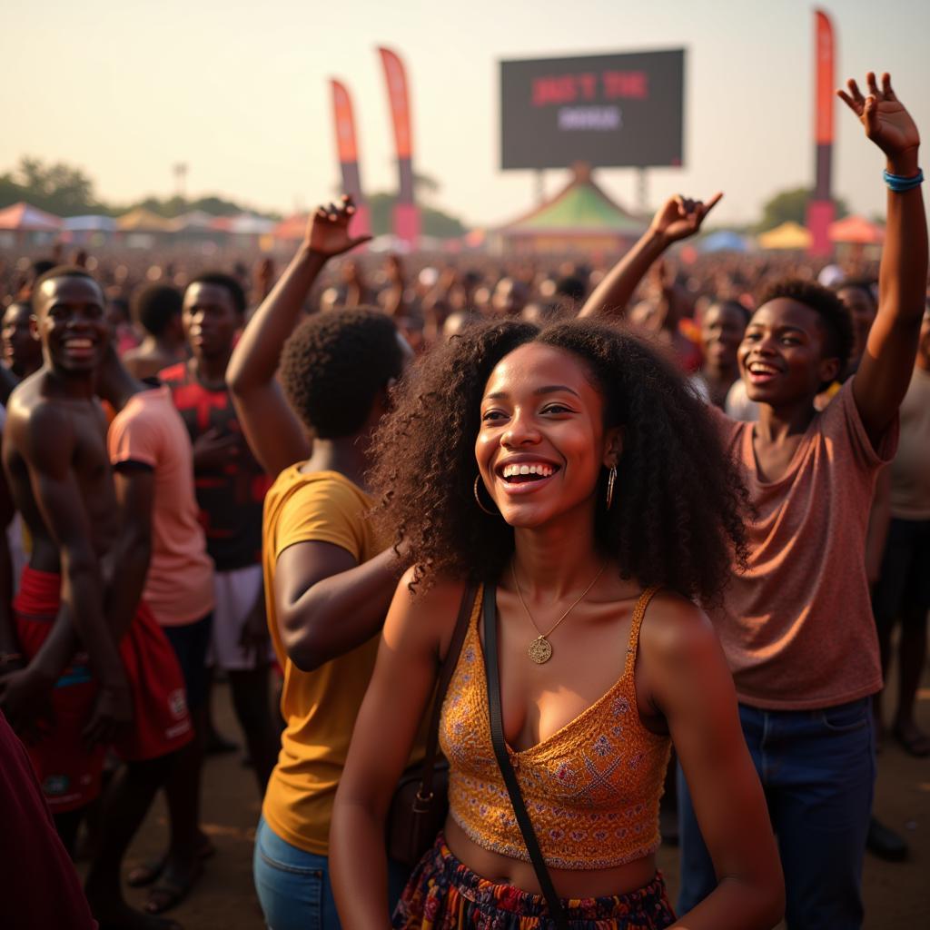 Young people dancing at a music festival in Africa