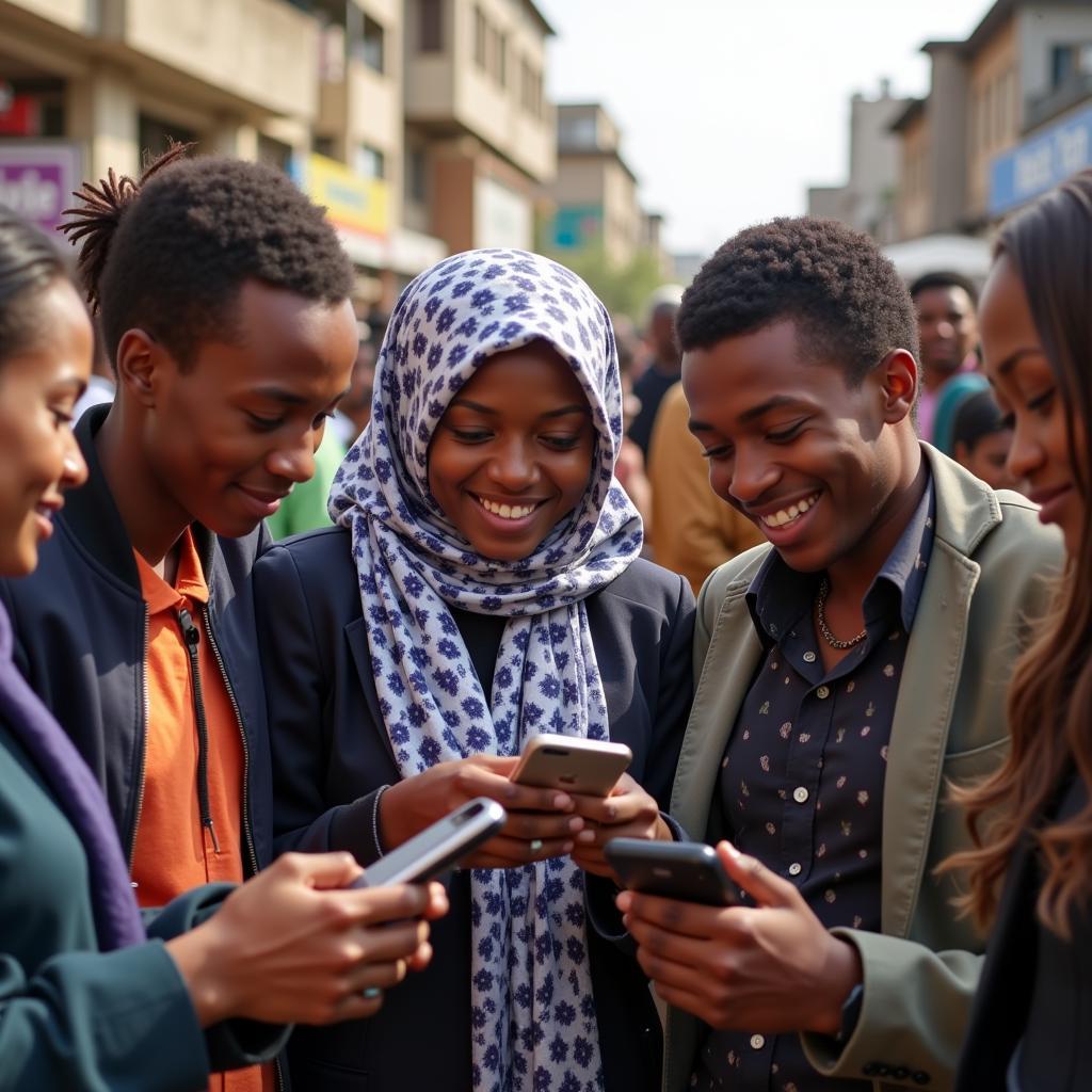 African Youth Using Mobile Phones