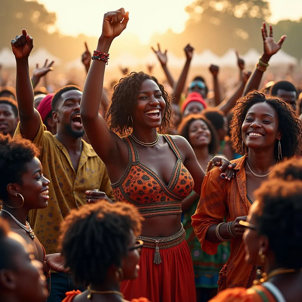 A vibrant African music festival showcasing diverse styles