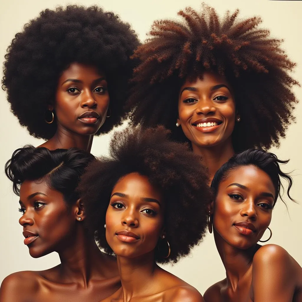 African American women with afros in the 1970s