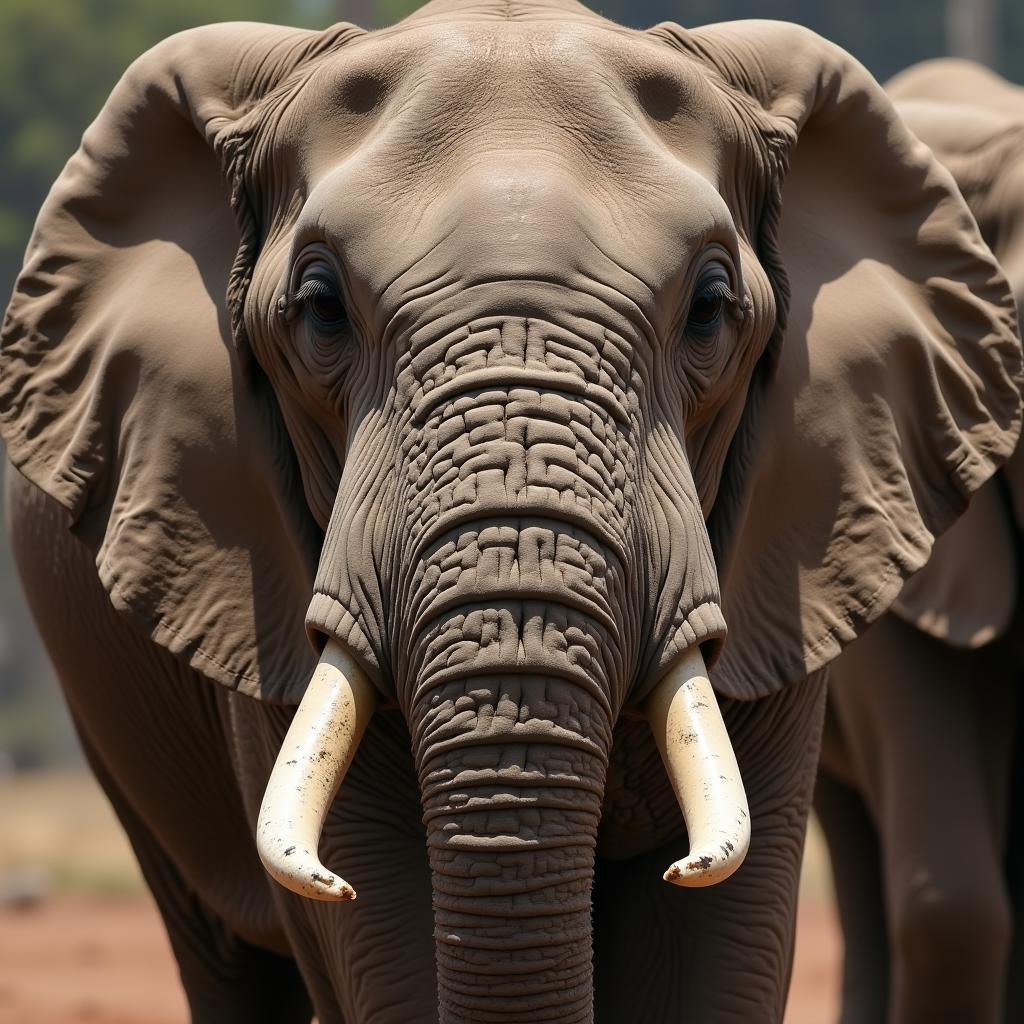 Aging African Elephant with Worn Molars