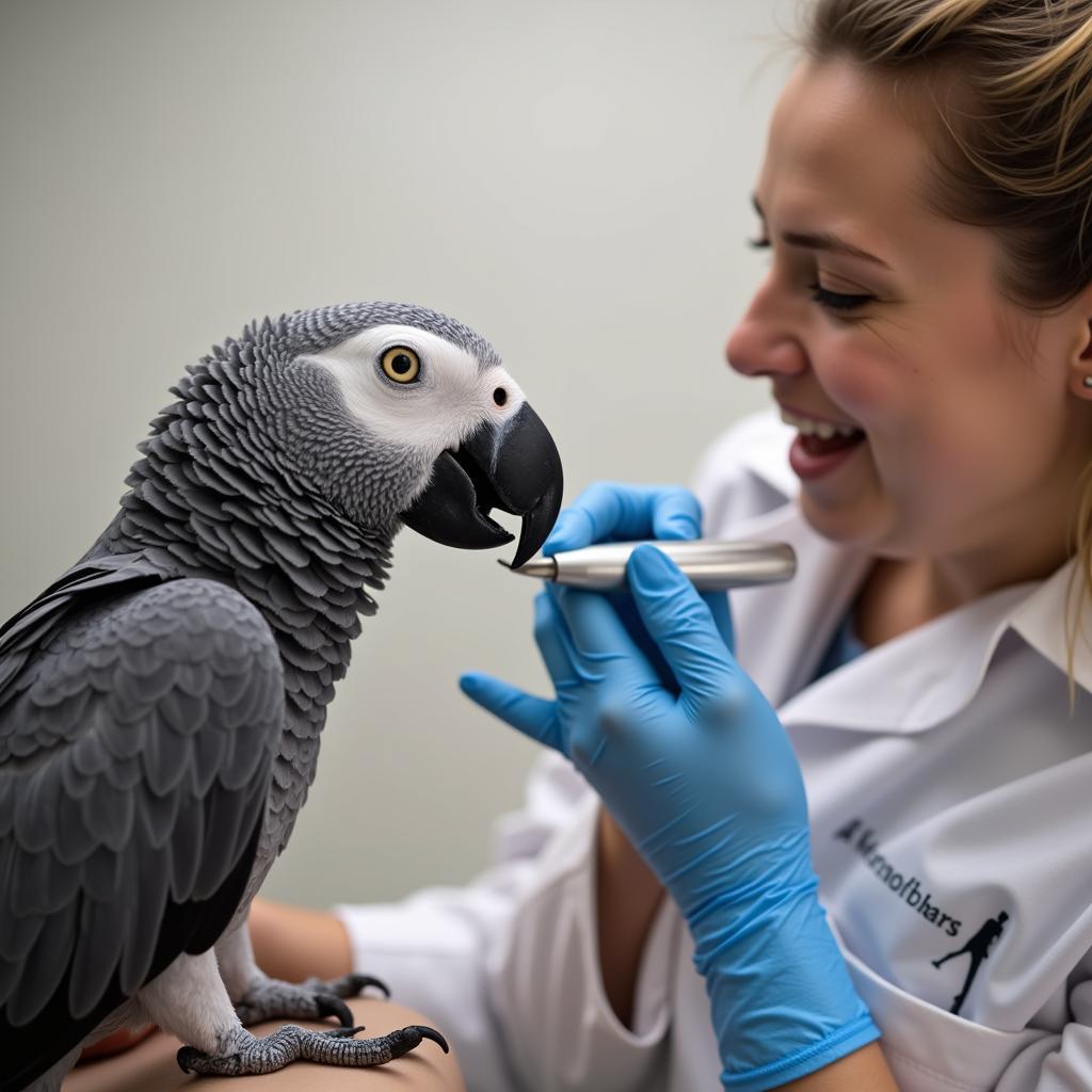 Veterinary Check-up for an African Grey Parrot