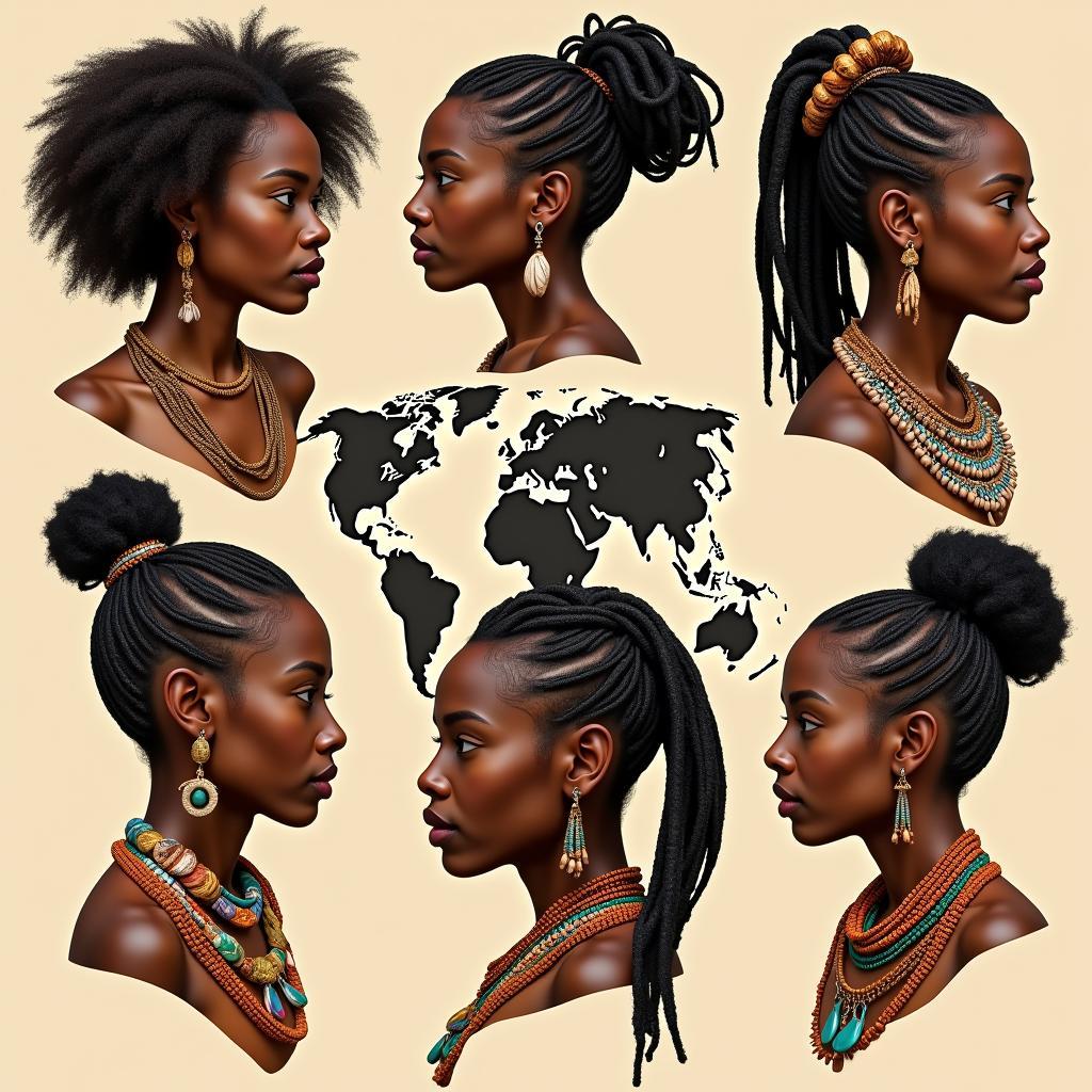 Women with Elaborate Braids in Ancient Africa