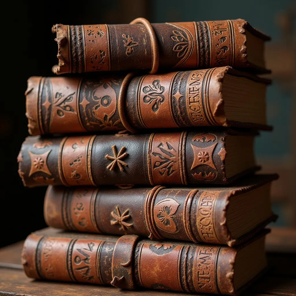 Stack of ancient African manuscripts