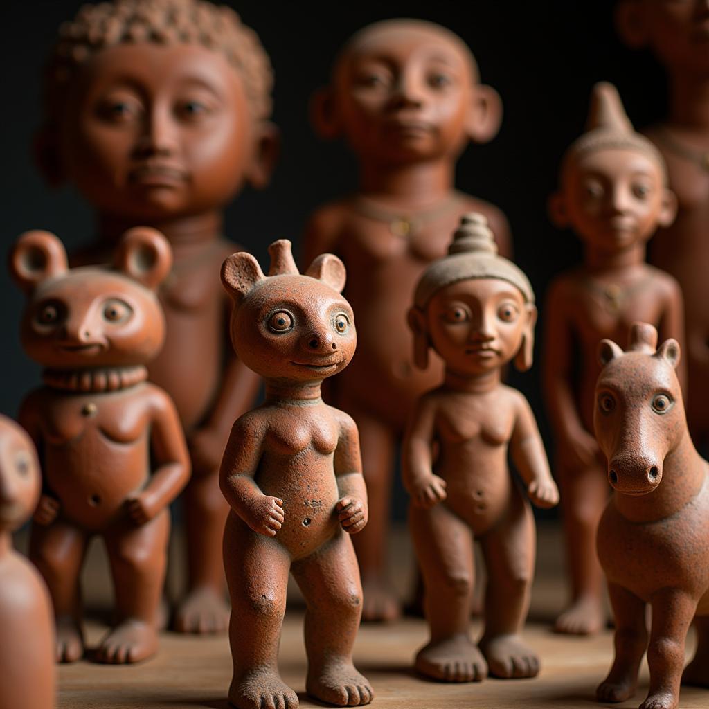 Ancient African pottery terracotta figurines