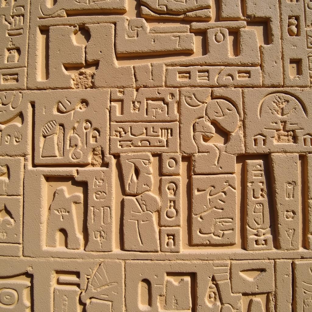 Ancient Egyptian Hieroglyphs Carved in Stone