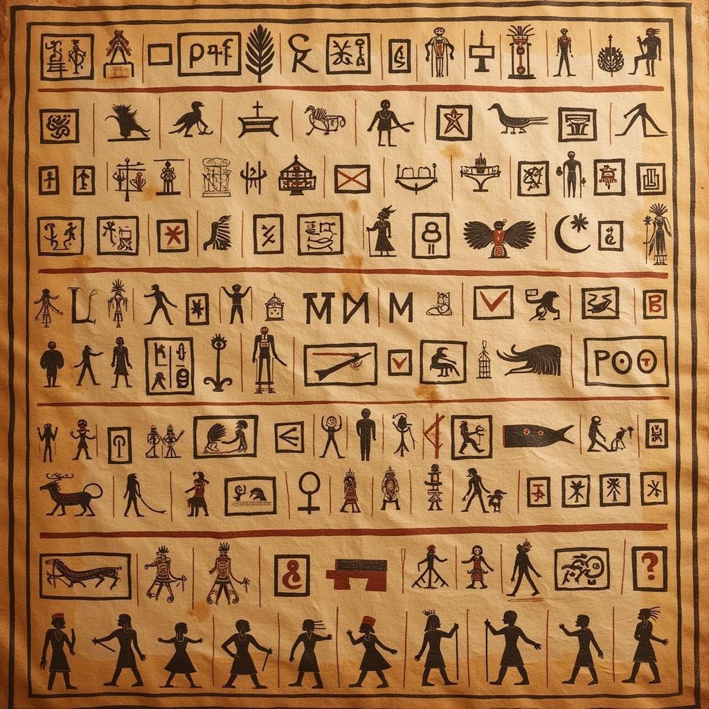 Ancient Egyptian Hieroglyphs on Papyrus