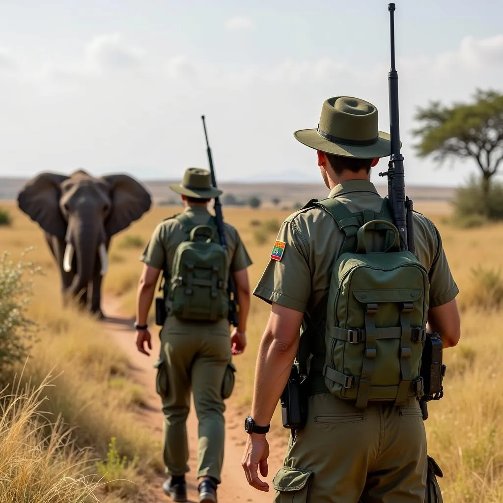 Anti-Poaching Patrol Protecting African Elephants